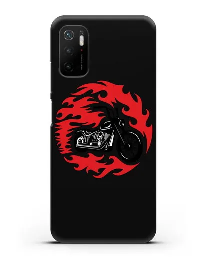 Чехол с изображением Мотоцикл в огне силиконовый для Xiaomi Poco M3 Pro