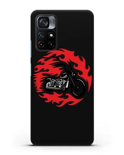 Чехол с изображением Мотоцикл в огне силиконовый для Xiaomi Poco M4 Pro 5G