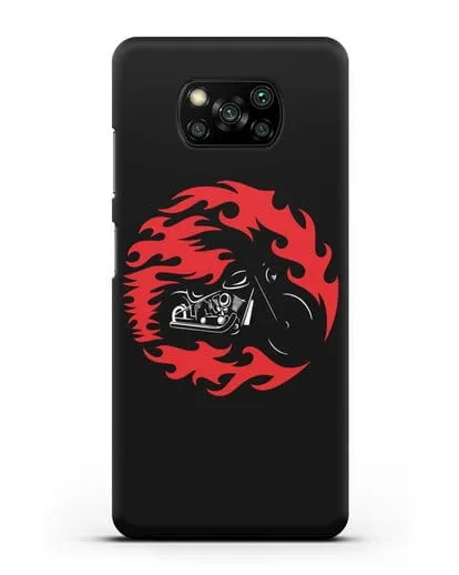 Чехол с изображением Мотоцикл в огне силиконовый для Xiaomi Poco X3
