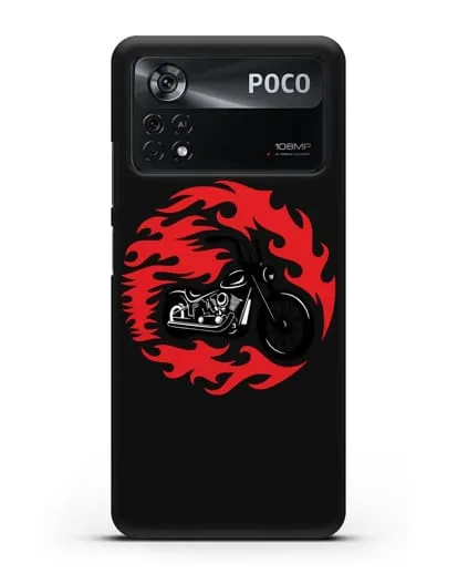 Чехол с изображением Мотоцикл в огне силиконовый для Xiaomi Poco X4 Pro