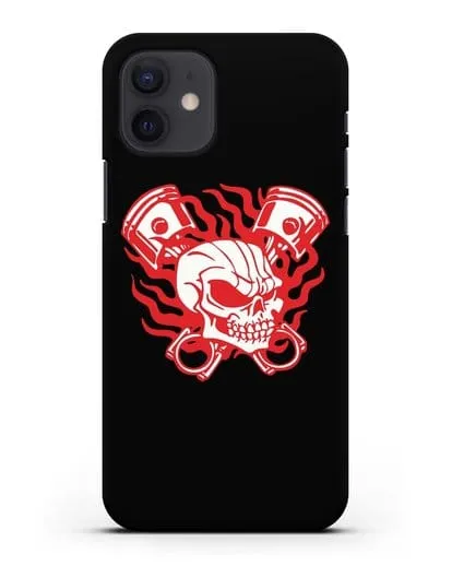 Чехол с изображенем Череп и поршни силиконовый для iPhone 12