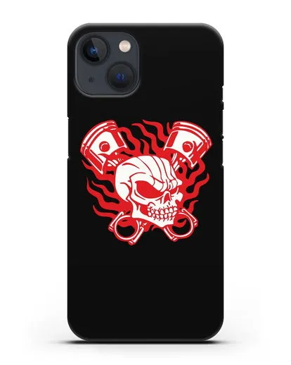 Чехол с изображенем Череп и поршни силиконовый для iPhone 13