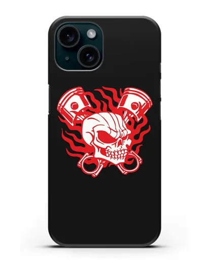 Чехол с изображенем Череп и поршни силиконовый для iPhone 15