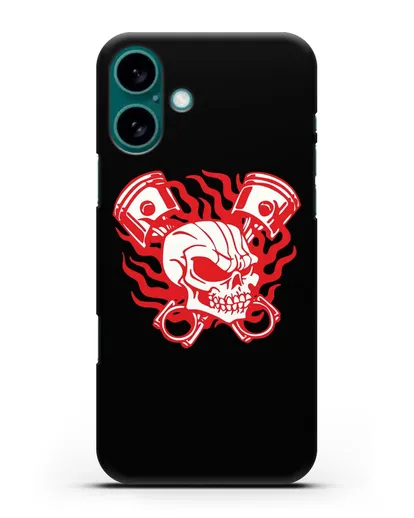 Чехол с изображенем Череп и поршни силиконовый для iPhone 16 Plus