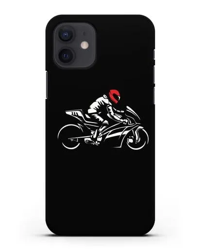 Чехол с рисунком Мотоциклист силиконовый для iPhone 12