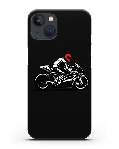Чехол с рисунком Мотоциклист силиконовый для iPhone 13
