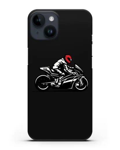 Чехол с рисунком Мотоциклист силиконовый для iPhone 14