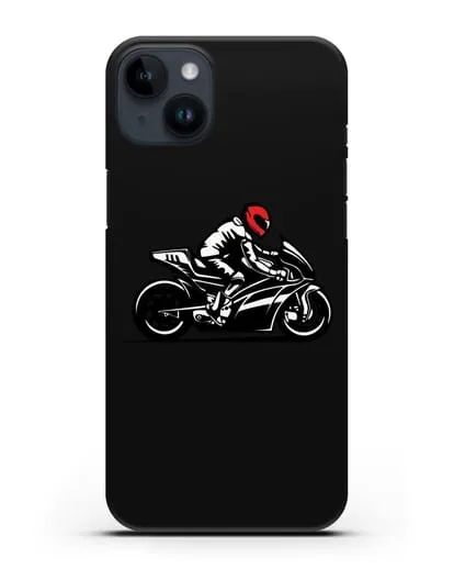 Чехол с рисунком Мотоциклист силиконовый для iPhone 14 Plus