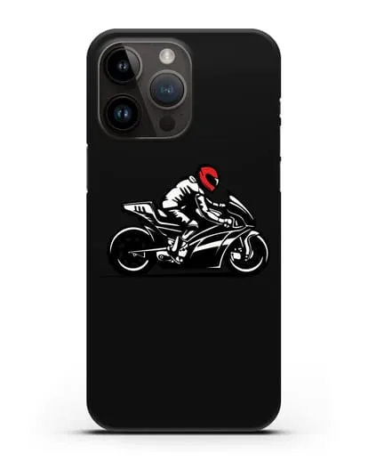 Чехол с рисунком Мотоциклист силиконовый для iPhone 14 Pro Max