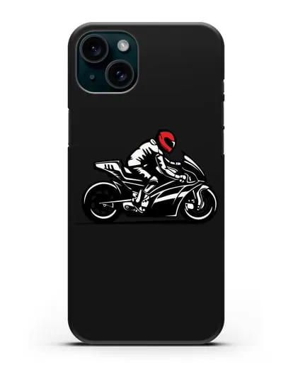 Чехол с рисунком Мотоциклист силиконовый для iPhone 15 Plus