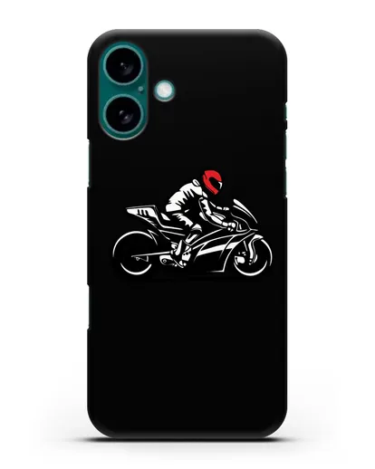 Чехол с рисунком Мотоциклист силиконовый для iPhone 16 Plus