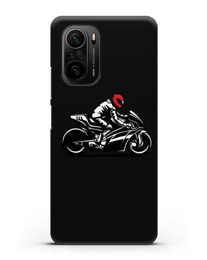 Чехол с рисунком Мотоциклист силиконовый для Xiaomi Poco F3