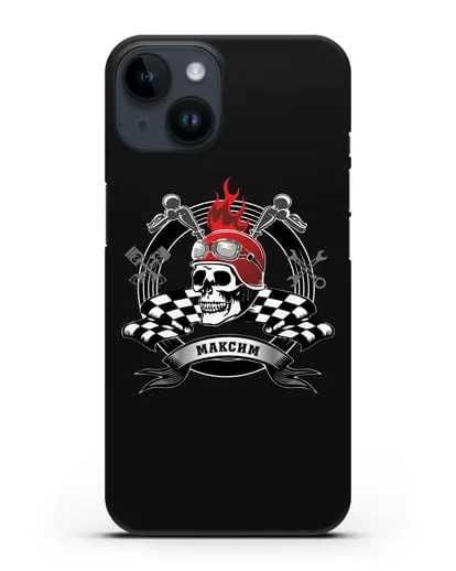 Чехол с изображением черепа в шлеме силиконовый для iPhone 14