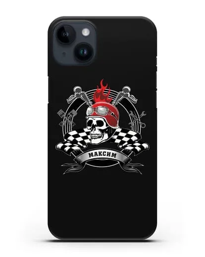Чехол с изображением черепа в шлеме силиконовый для iPhone 14 Plus