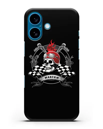 Чехол с изображением черепа в шлеме силиконовый для iPhone 16