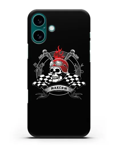 Чехол с изображением черепа в шлеме силиконовый для iPhone 16 Plus