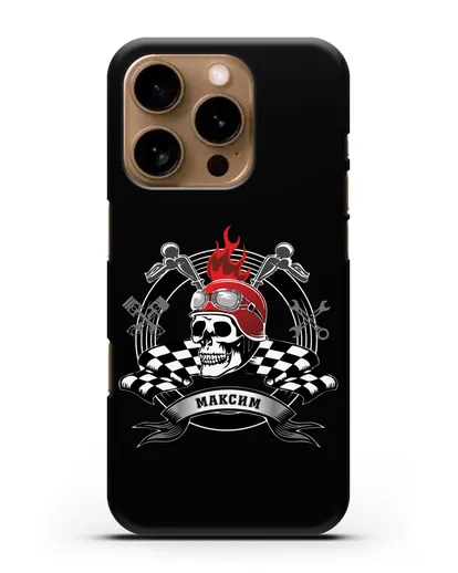 Чехол с изображением черепа в шлеме силиконовый для iPhone 16 Pro