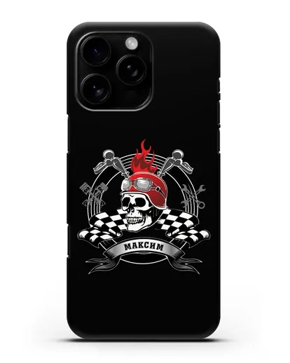 Чехол с изображением черепа в шлеме силиконовый для iPhone 16 Pro Max