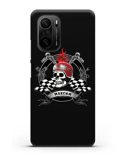 Чехол с изображением черепа в шлеме силиконовый для Xiaomi Poco F3 Pro