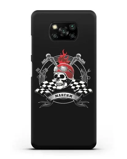 Чехол с изображением черепа в шлеме силиконовый для Xiaomi Poco X3