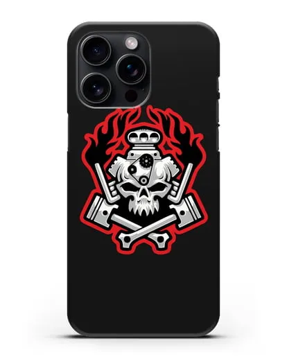 Чехол с изображанием Череп и двигатель силиконовый для iPhone 15 Pro Max