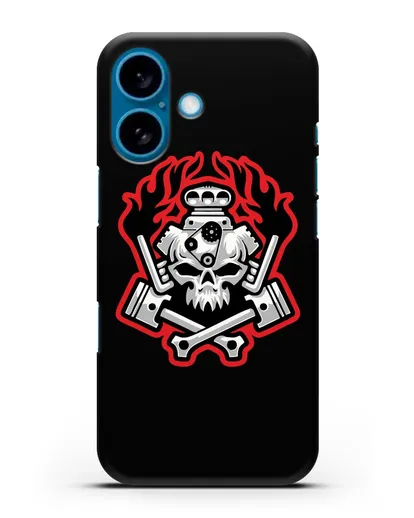 Чехол с изображанием Череп и двигатель силиконовый для iPhone 16