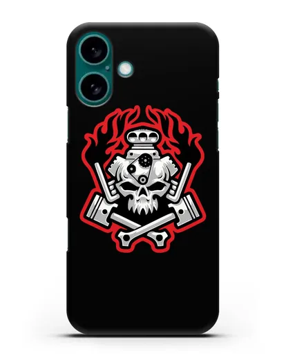 Чехол с изображанием Череп и двигатель силиконовый для iPhone 16 Plus
