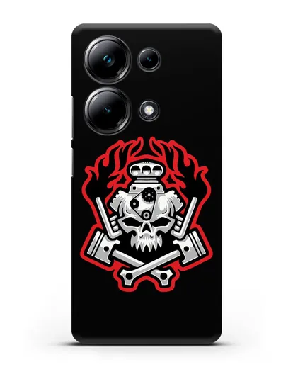 Чехол с изображанием Череп и двигатель силиконовый для Xiaomi Poco M6 Pro