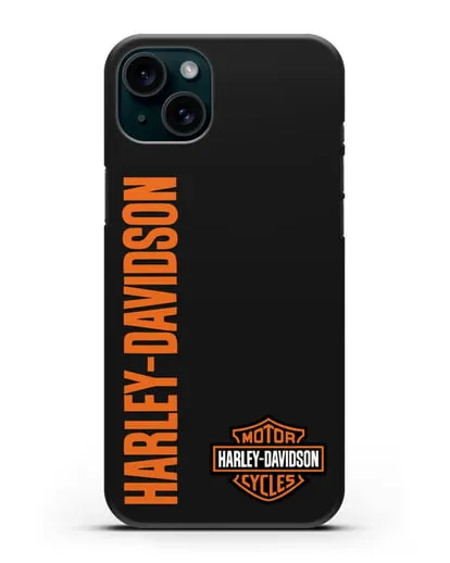 Чехол с надписью Harley-Davidson и логотипом силиконовый для iPhone 15 Plus