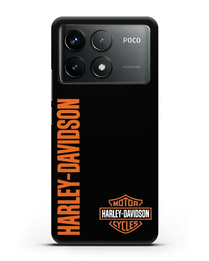 Чехол с надписью Harley-Davidson и логотипом силиконовый для Xiaomi Poco F6 Pro