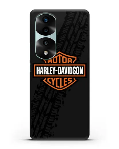Чехол с логотипом Harley-Davidson и протектором шин силиконовый для Honor 70 Pro