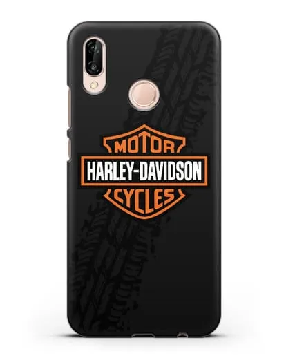 Чехол с логотипом Harley-Davidson и протектором шин силиконовый для Huawei P20 Lite