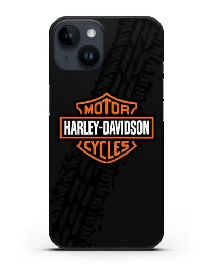 Чехол с логотипом Harley-Davidson и протектором шин силиконовый для iPhone 14