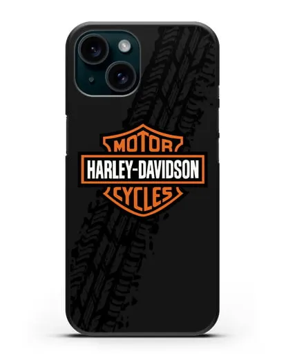 Чехол с логотипом Harley-Davidson и протектором шин силиконовый для iPhone 15
