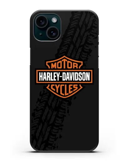 Чехол с логотипом Harley-Davidson и протектором шин силиконовый для iPhone 15 Plus