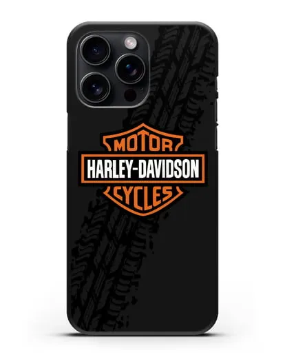 Чехол с логотипом Harley-Davidson и протектором шин силиконовый для iPhone 15 Pro Max