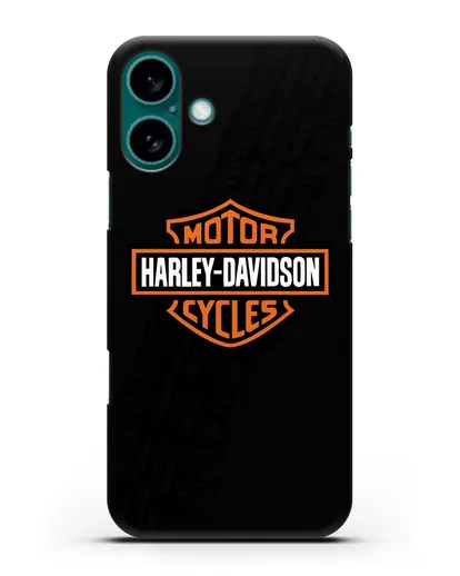 Чехол с логотипом Harley-Davidson и протектором шин силиконовый для iPhone 16 Plus