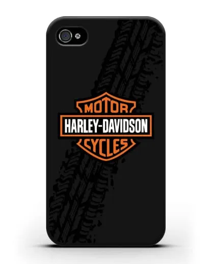 Чехол с логотипом Harley-Davidson и протектором шин силиконовый для iPhone 4/4s