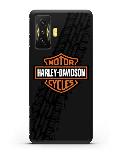 Чехол с логотипом Harley-Davidson и протектором шин силиконовый для Xiaomi Poco F4 GT