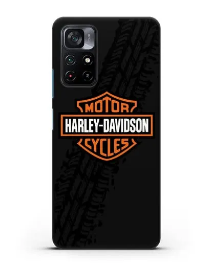 Чехол с логотипом Harley-Davidson и протектором шин силиконовый для Xiaomi Poco M4 Pro 5G