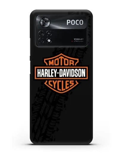 Чехол с логотипом Harley-Davidson и протектором шин силиконовый для Xiaomi Poco X4 Pro