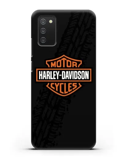Чехол с логотипом Harley-Davidson и протектором шин силиконовый для Samsung Galaxy A02s [SM-A025F]