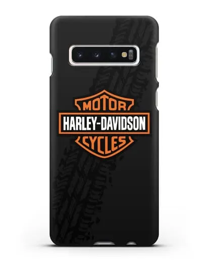 Чехол с логотипом Harley-Davidson и протектором шин силиконовый для Samsung Galaxy S10 [SM-G973F]