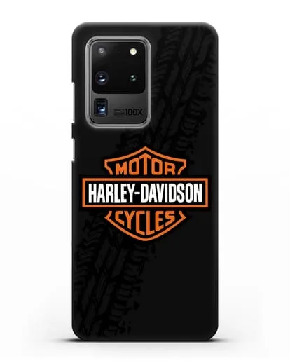 Чехол с логотипом Harley-Davidson и протектором шин силиконовый для Samsung Galaxy S20 Ultra [SM-G988B]