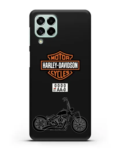 Чехол с изображением мотоцикла Харли Дэвидсон с номерным знаком силиконовый для Samsung Galaxy M53 [SM-M536]