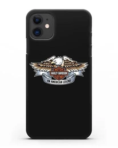 Чехол с изображением орла и надписью Harley-Davidson силиконовый для iPhone 11