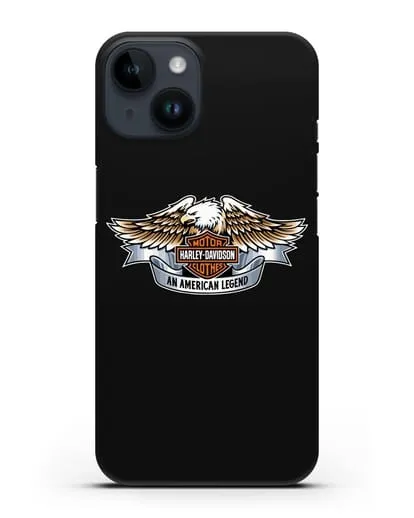 Чехол с изображением орла и надписью Harley-Davidson силиконовый для iPhone 14