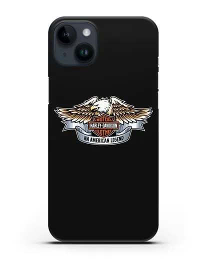 Чехол с изображением орла и надписью Harley-Davidson силиконовый для iPhone 14 Plus