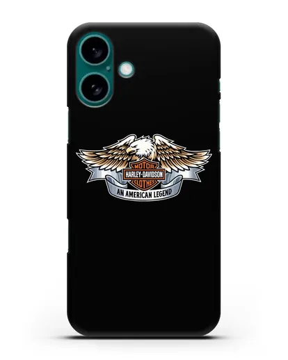 Чехол с изображением орла и надписью Harley-Davidson силиконовый для iPhone 16 Plus