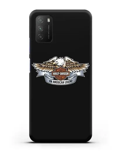 Чехол с изображением орла и надписью Harley-Davidson силиконовый для Xiaomi Poco M3